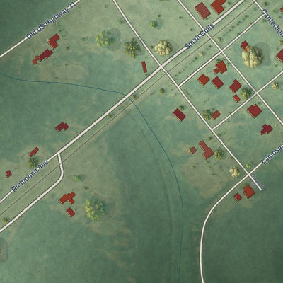 Close-up of the map of Pollard, Alabama print showing street and building detail