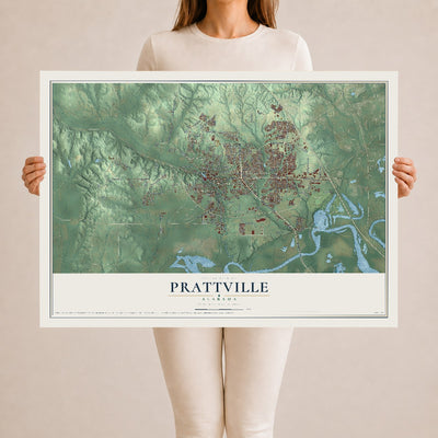 Map of Prattville, Alabama, 24 x 36 inch unframed archival matte print