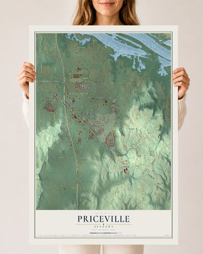 Map of Priceville, Alabama, 24 x 36 inch unframed archival matte print