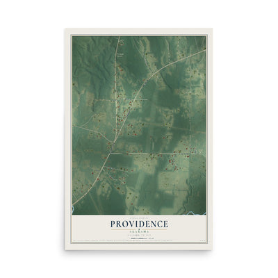 Map of Providence, Alabama, 12 x 18 inch unframed archival matte print