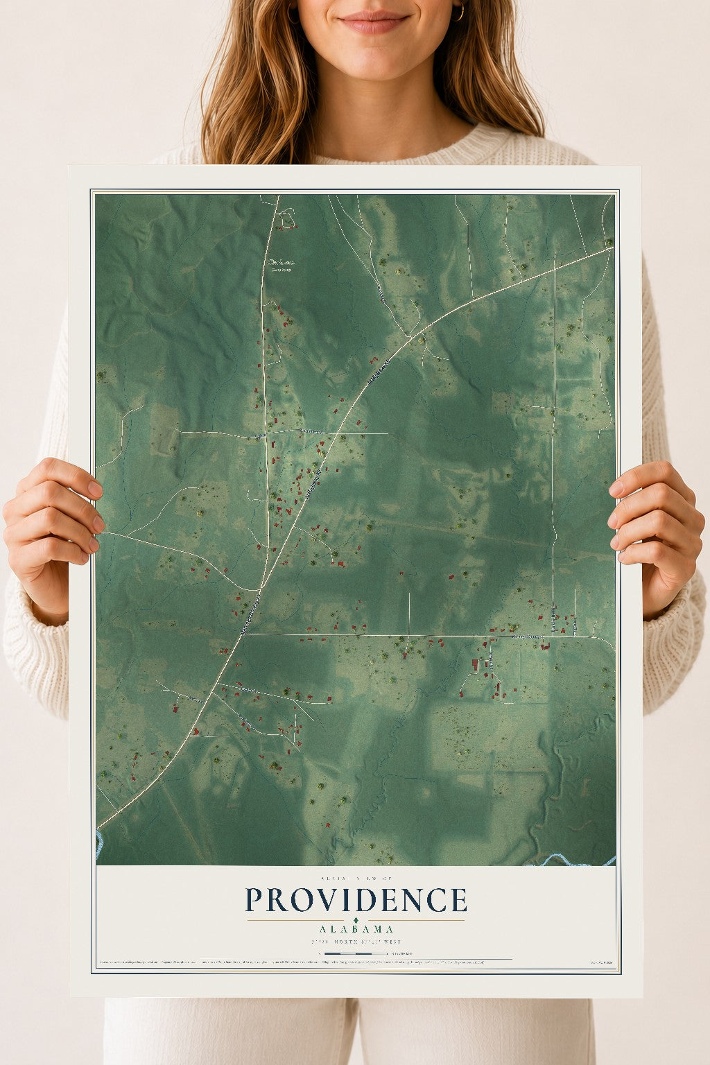 Map of Providence, Alabama, 18 x 24 inch unframed archival matte print
