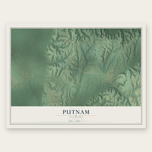 Putnam, Alabama map print, the full design