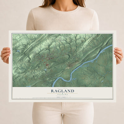 Map of Ragland, Alabama, 12 x 18 inch unframed archival matte print