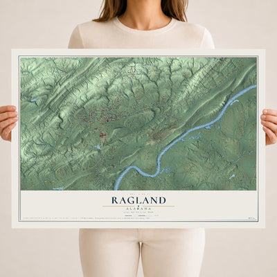 Map of Ragland, Alabama, 18 x 24 inch unframed archival matte print