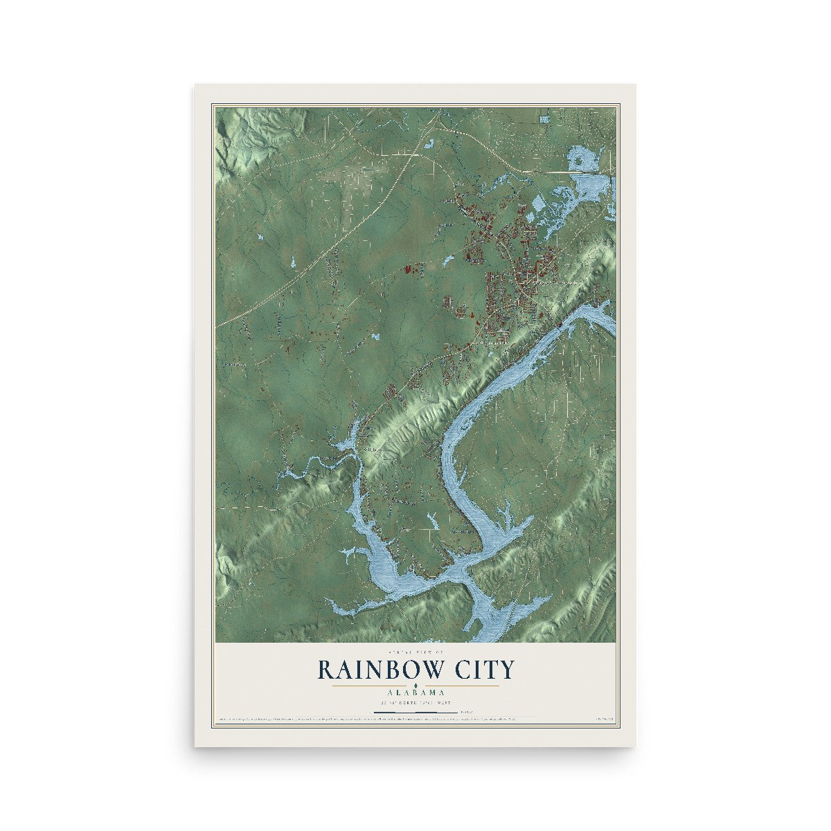 Map of Rainbow City, Alabama, 12 x 18 inch unframed archival matte print