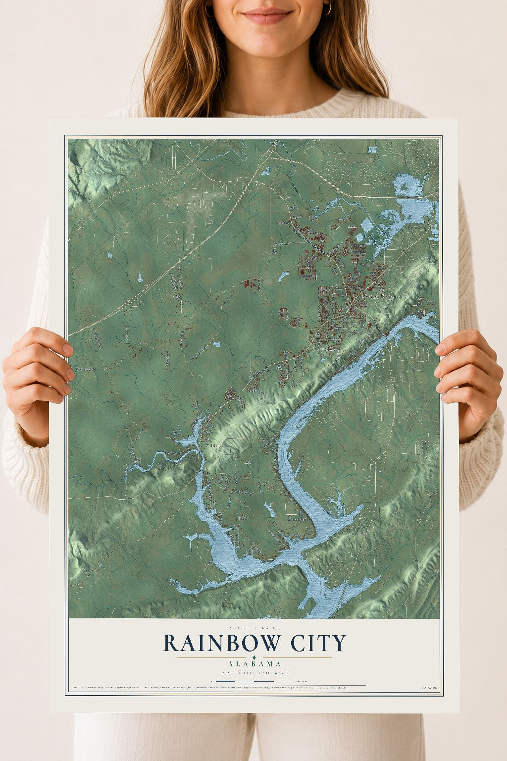 Map of Rainbow City, Alabama, 18 x 24 inch unframed archival matte print