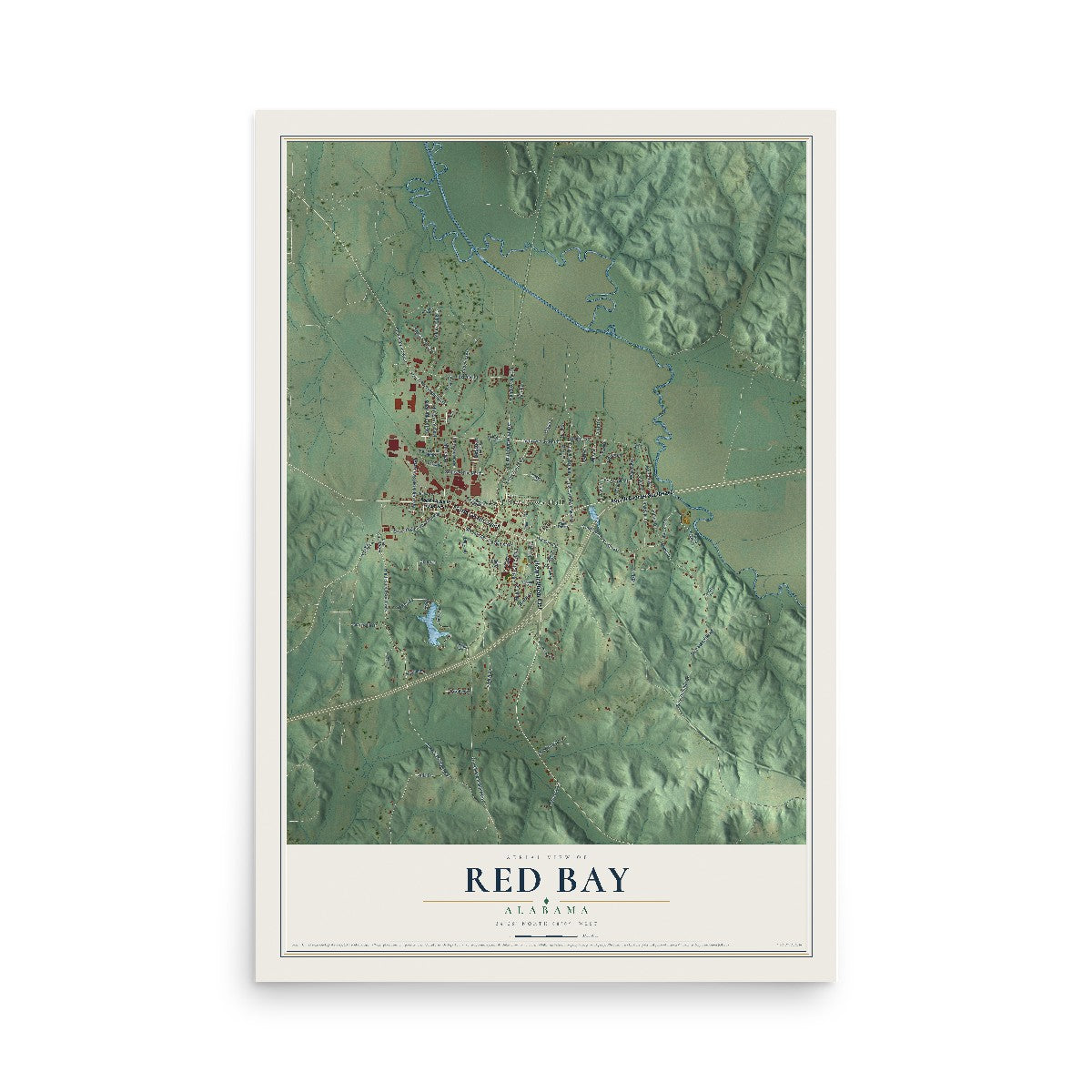 Map of Red Bay, Alabama, 12 x 18 inch unframed archival matte print