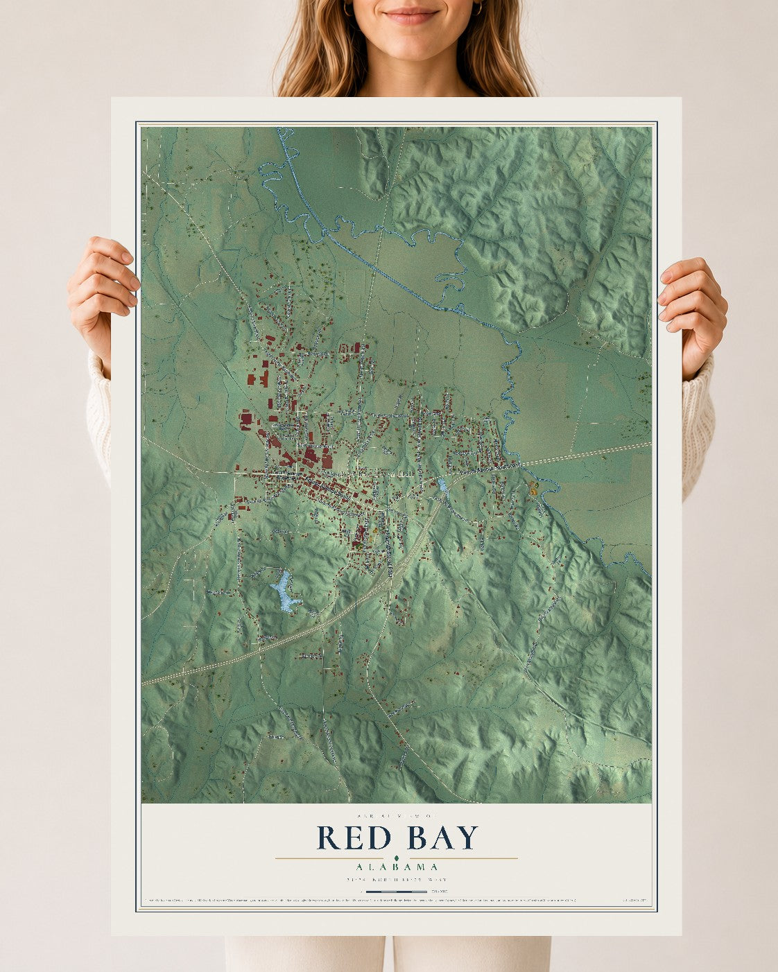 Map of Red Bay, Alabama, 24 x 36 inch unframed archival matte print