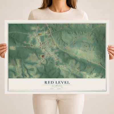 Map of Red Level, Alabama, 18 x 24 inch unframed archival matte print