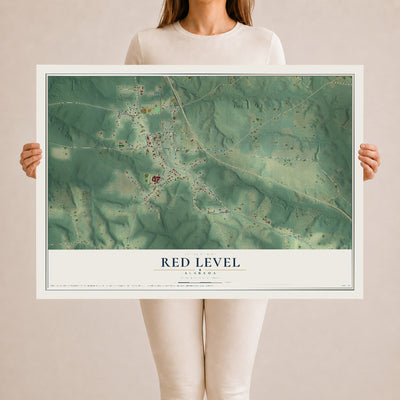 Map of Red Level, Alabama, 24 x 36 inch unframed archival matte print