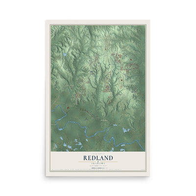 Map of Redland, Alabama, 12 x 18 inch unframed archival matte print
