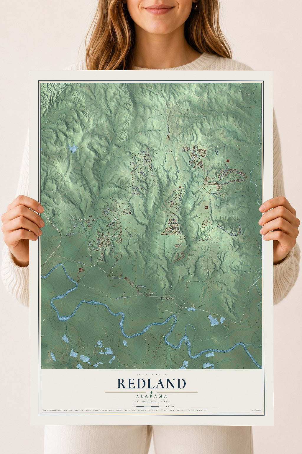 Map of Redland, Alabama, 18 x 24 inch unframed archival matte print