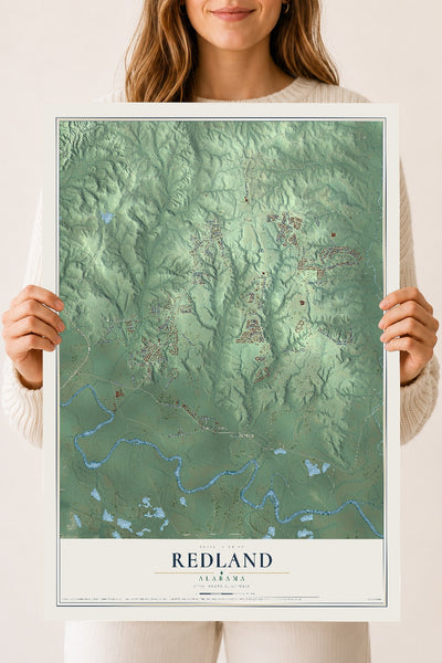 Map of Redland, Alabama, 18 x 24 inch unframed archival matte print