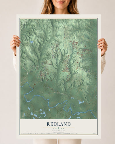 Map of Redland, Alabama, 24 x 36 inch unframed archival matte print