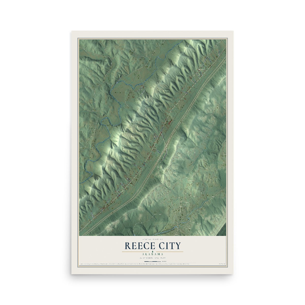 Map of Reece City, Alabama, 12 x 18 inch unframed archival matte print
