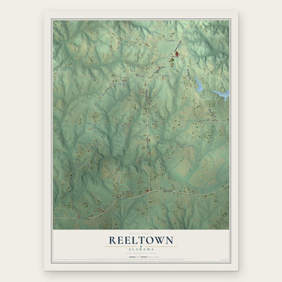 Reeltown, Alabama map print, the full design