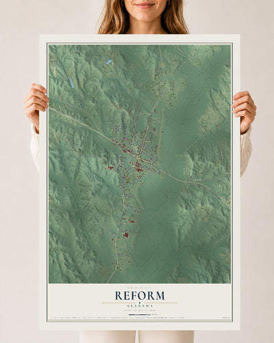 Map of Reform, Alabama, 24 x 36 inch unframed archival matte print