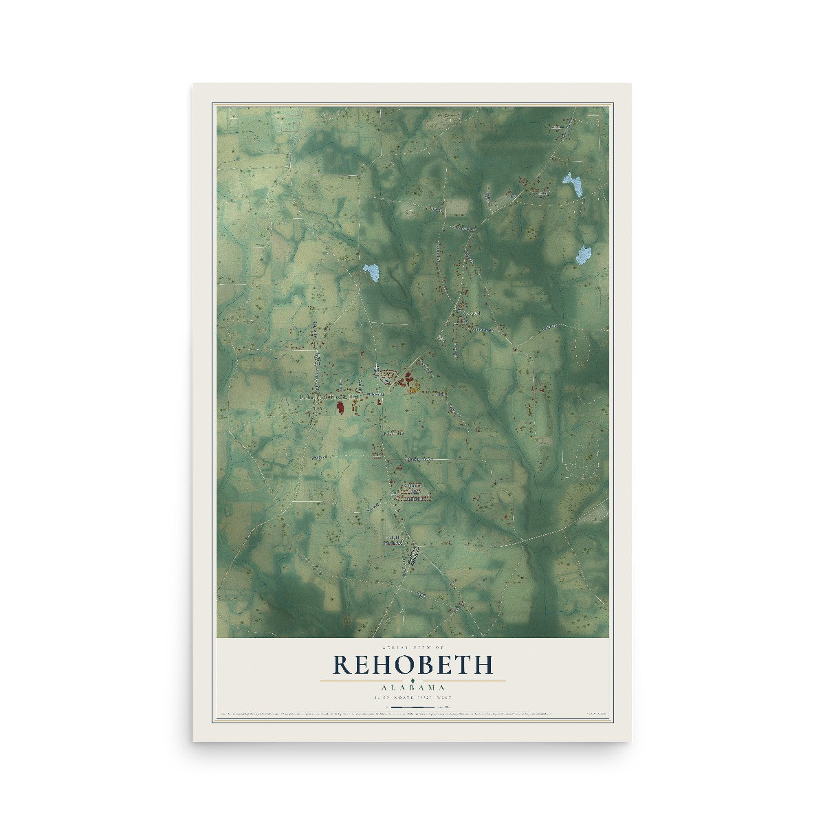 Map of Rehobeth, Alabama, 12 x 18 inch unframed archival matte print