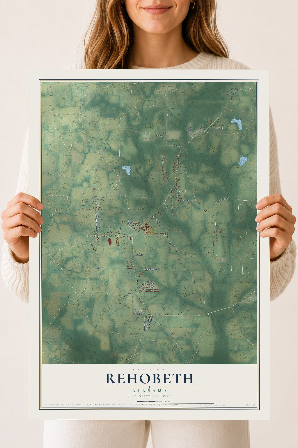 Map of Rehobeth, Alabama, 18 x 24 inch unframed archival matte print