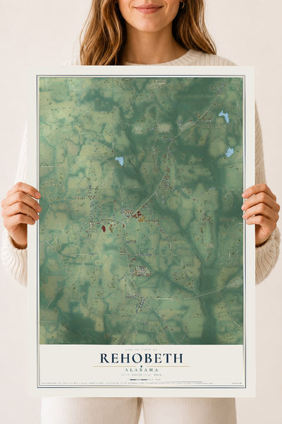 Map of Rehobeth, Alabama, 18 x 24 inch unframed archival matte print