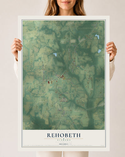 Map of Rehobeth, Alabama, 24 x 36 inch unframed archival matte print