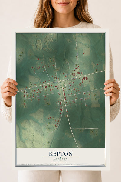 Map of Repton, Alabama, 18 x 24 inch unframed archival matte print