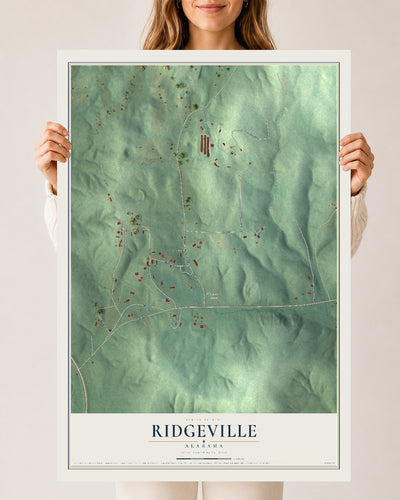 Map of Ridgeville, Alabama, 24 x 36 inch unframed archival matte print
