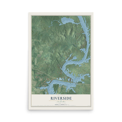Map of Riverside, Alabama, 12 x 18 inch unframed archival matte print