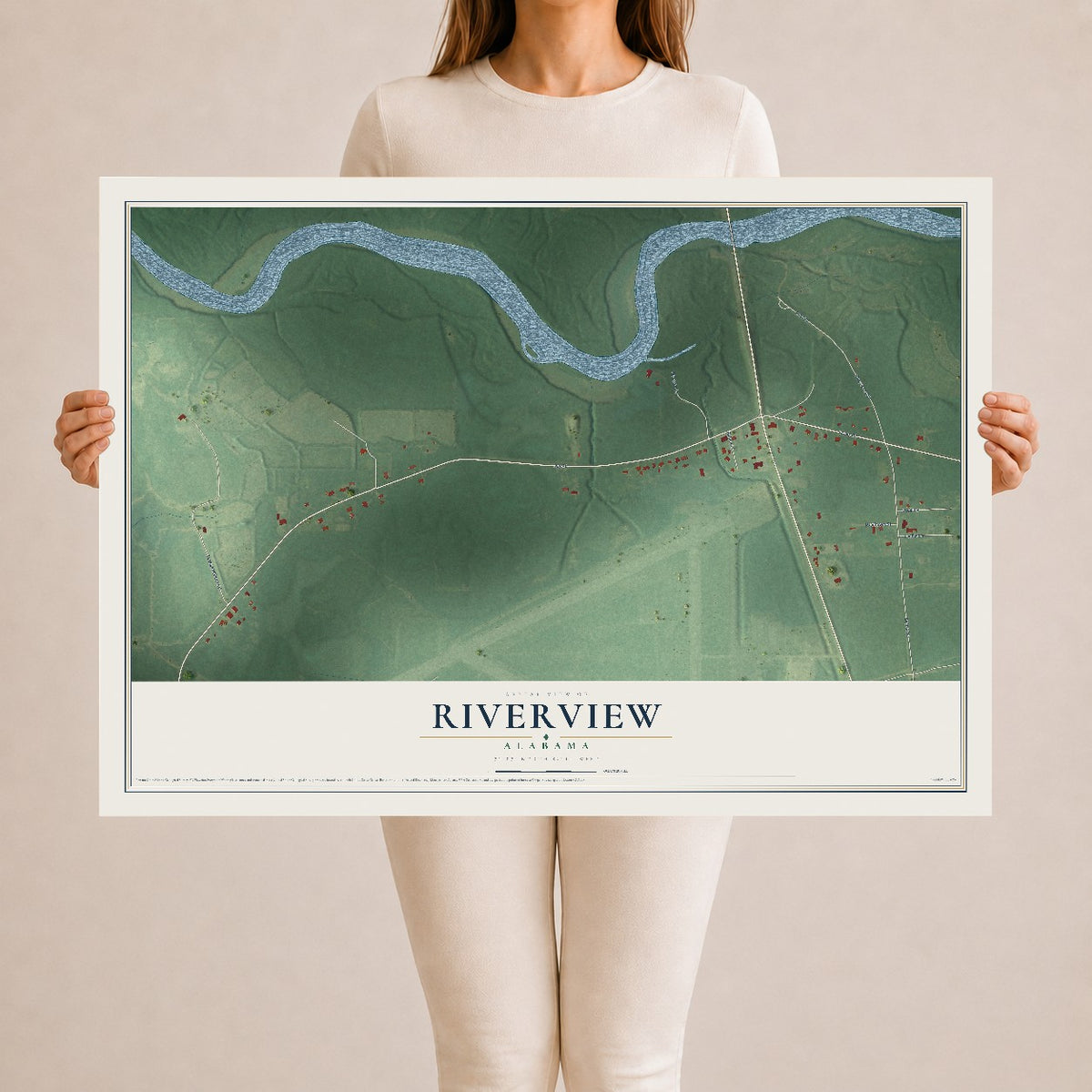 Map of Riverview, Alabama, 24 x 36 inch unframed archival matte print