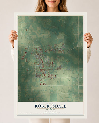 Map of Robertsdale, Alabama, 24 x 36 inch unframed archival matte print