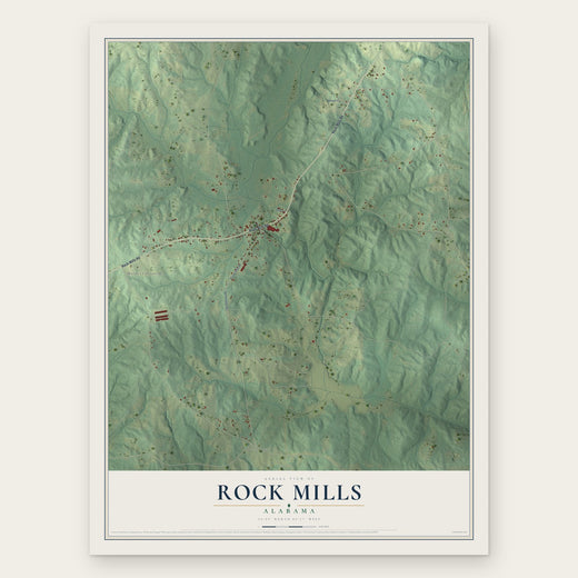 Rock Mills, Alabama map print, the full design