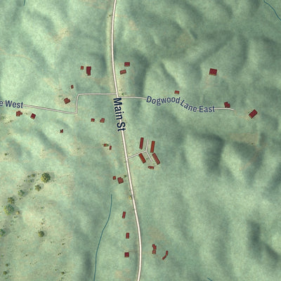 Second close-up of the map of Rockford, Alabama print showing more streets and buildings