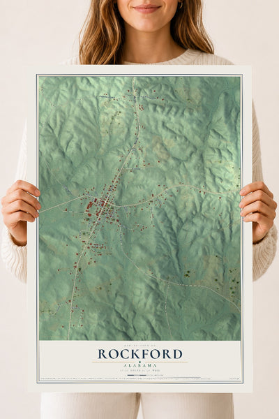 Map of Rockford, Alabama, 18 x 24 inch unframed archival matte print