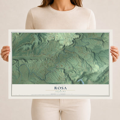 Map of Rosa, Alabama, 12 x 18 inch unframed archival matte print