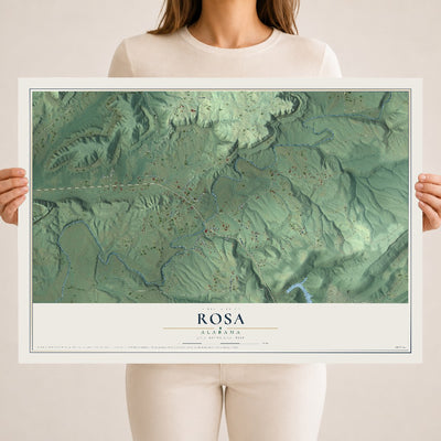 Map of Rosa, Alabama, 18 x 24 inch unframed archival matte print