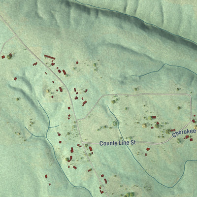 Close-up of the map of Sand Rock, Alabama print showing street and building detail