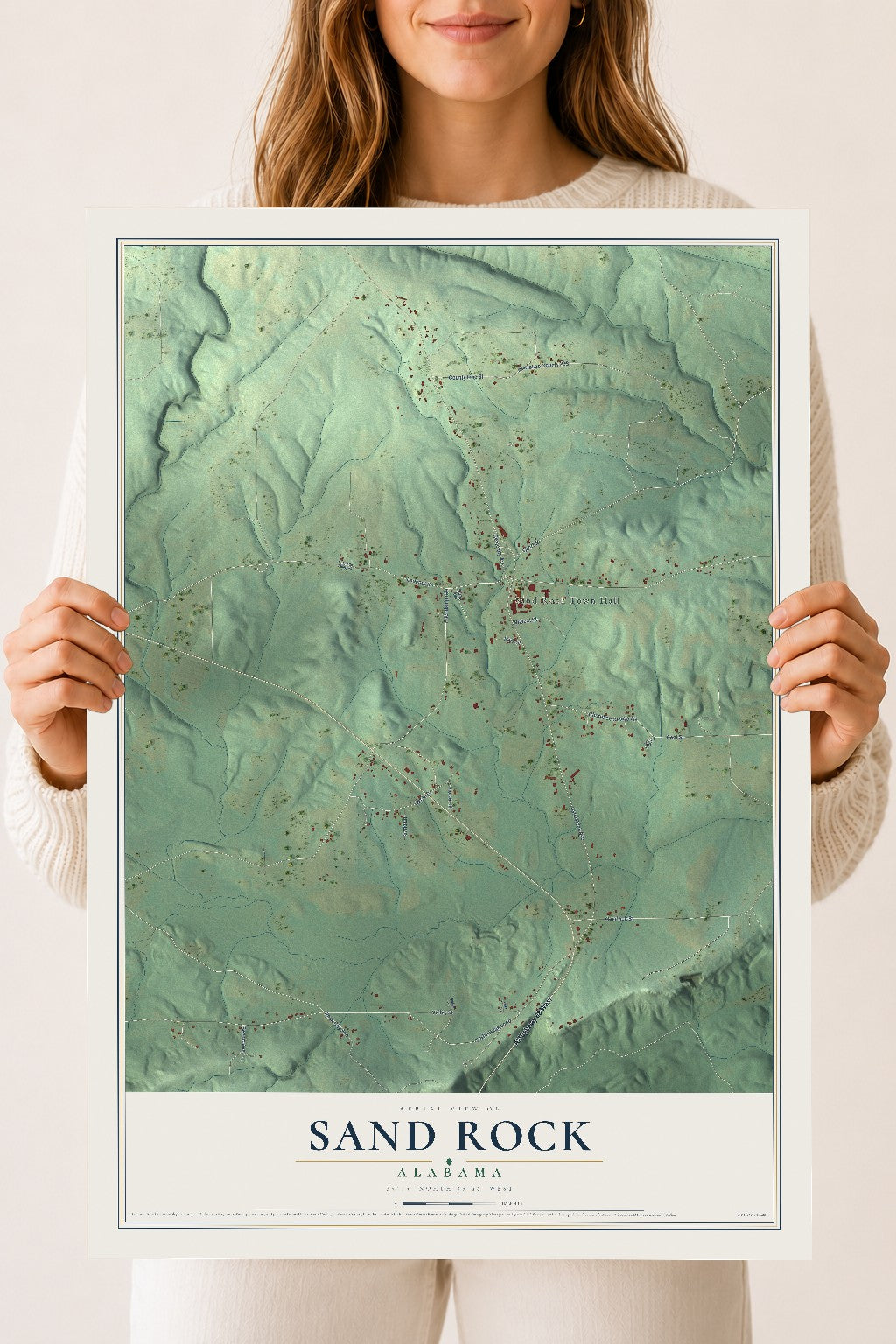 Map of Sand Rock, Alabama, 18 x 24 inch unframed archival matte print