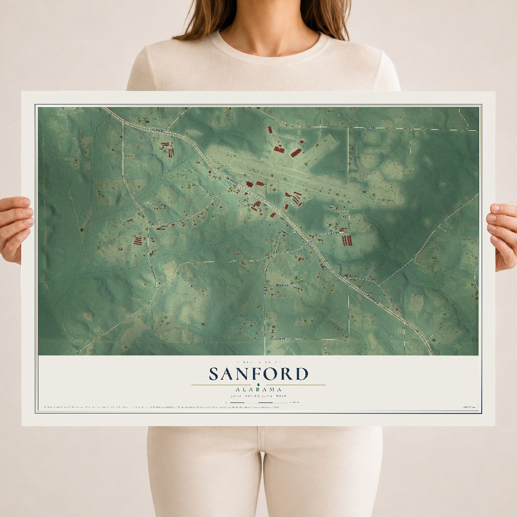 Map of Sanford, Alabama, 18 x 24 inch unframed archival matte print