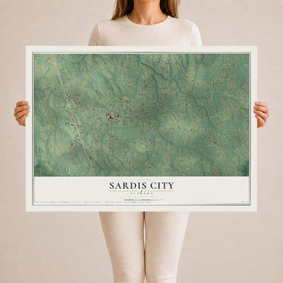 Map of Sardis City, Alabama, 24 x 36 inch unframed archival matte print
