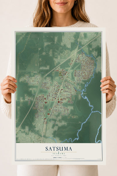 Map of Satsuma, Alabama, 18 x 24 inch unframed archival matte print
