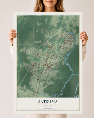 Map of Satsuma, Alabama, 24 x 36 inch unframed archival matte print