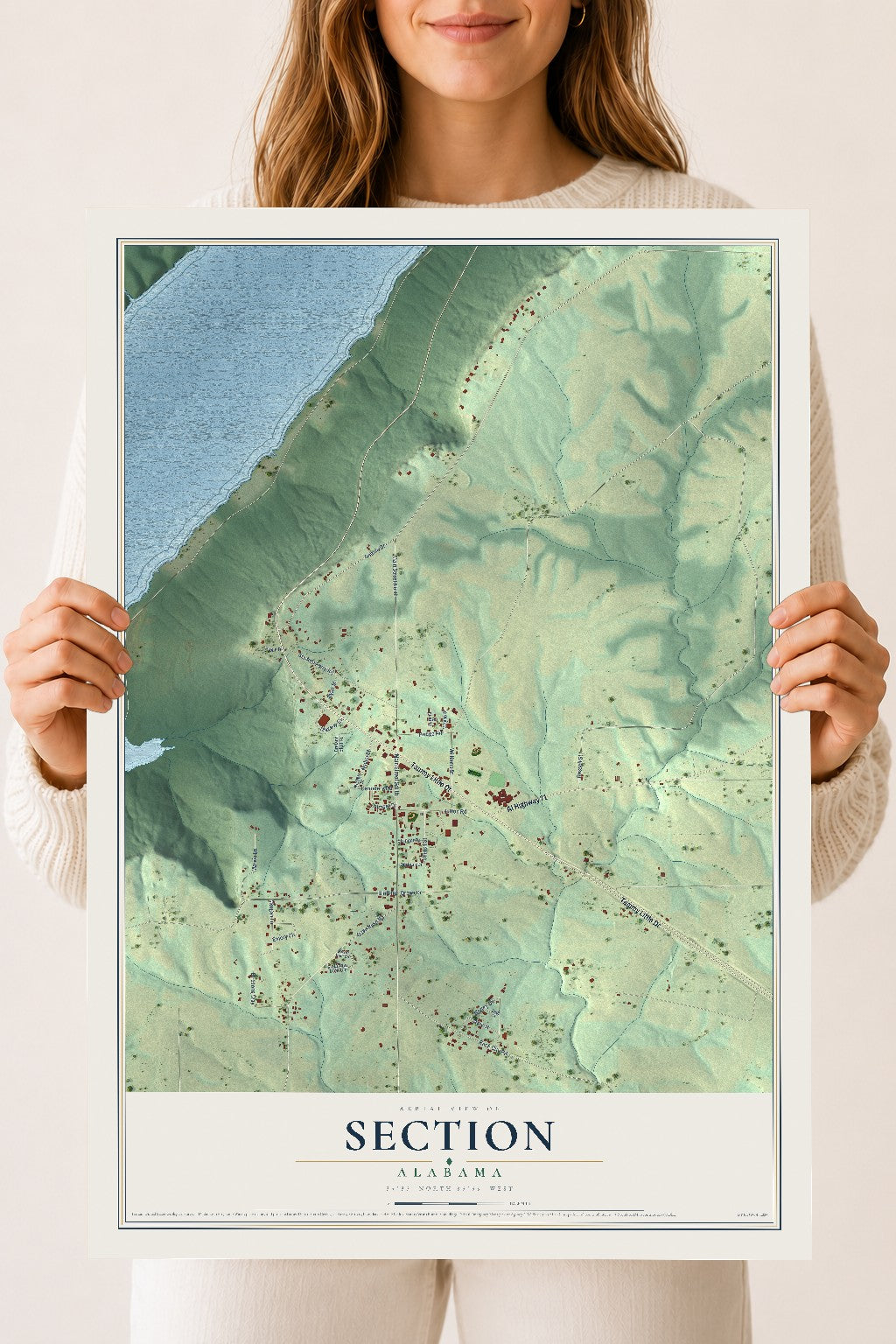 Map of Section, Alabama, 18 x 24 inch unframed archival matte print
