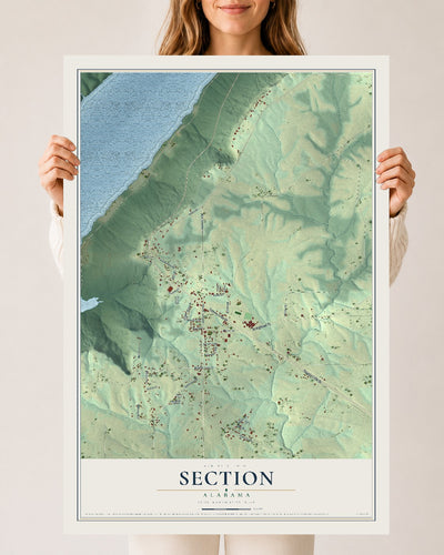 Map of Section, Alabama, 24 x 36 inch unframed archival matte print