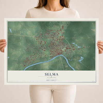 Map of Selma, Alabama, 18 x 24 inch unframed archival matte print