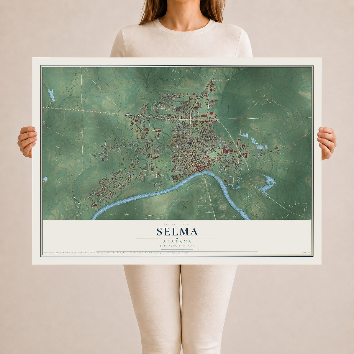 Map of Selma, Alabama, 24 x 36 inch unframed archival matte print