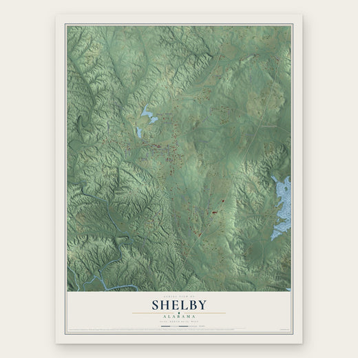 Shelby, Alabama map print, the full design