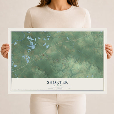 Map of Shorter, Alabama, 12 x 18 inch unframed archival matte print