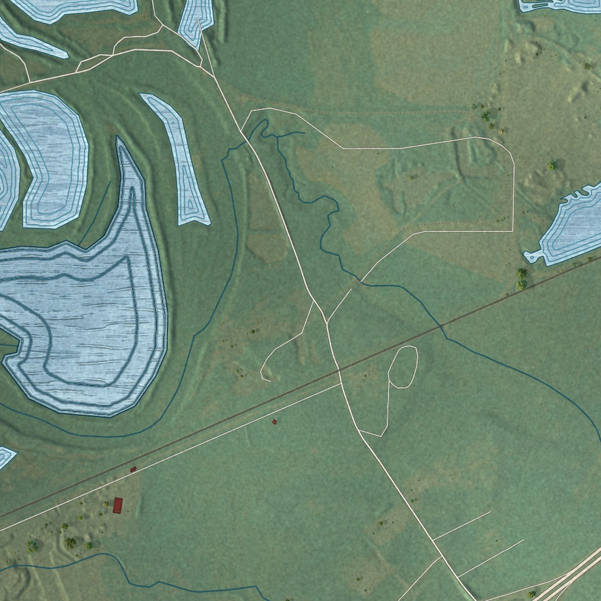 Close-up of the map of Shorter, Alabama print showing street and building detail