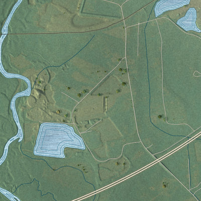 Second close-up of the map of Shorter, Alabama print showing more streets and buildings