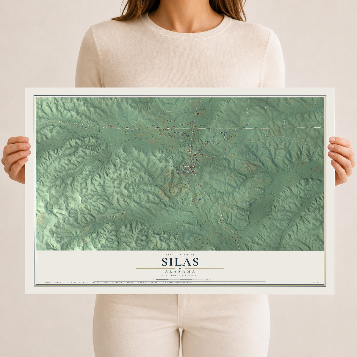 Map of Silas, Alabama, 12 x 18 inch unframed archival matte print